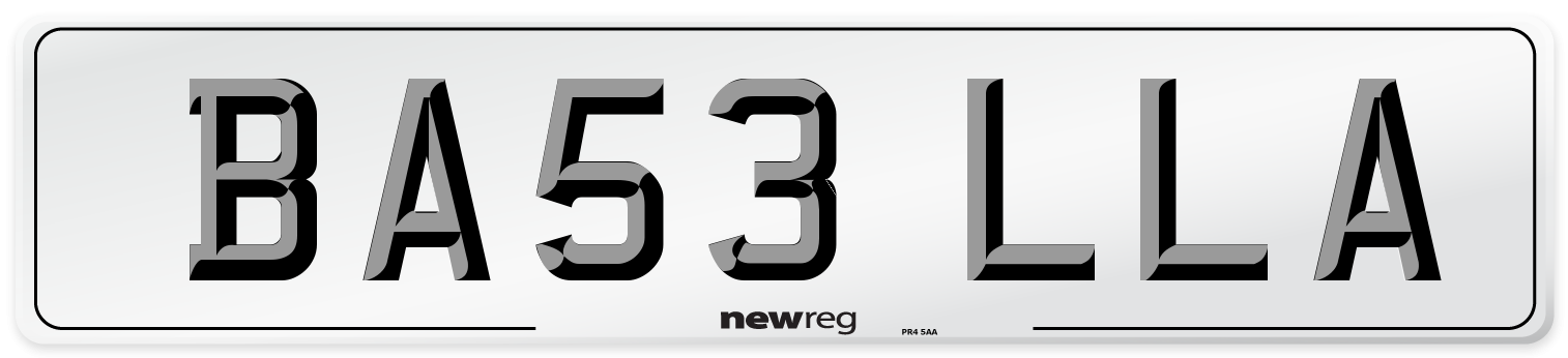 BA53 LLA Number Plate from New Reg